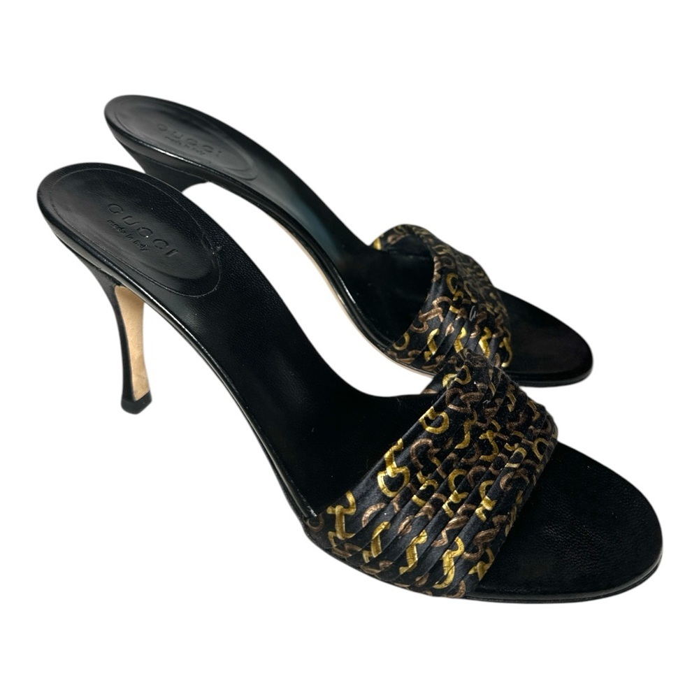 Gucci women’s horsebit accent satin slip on mule heels size 7.5 - Picture 8 of 11